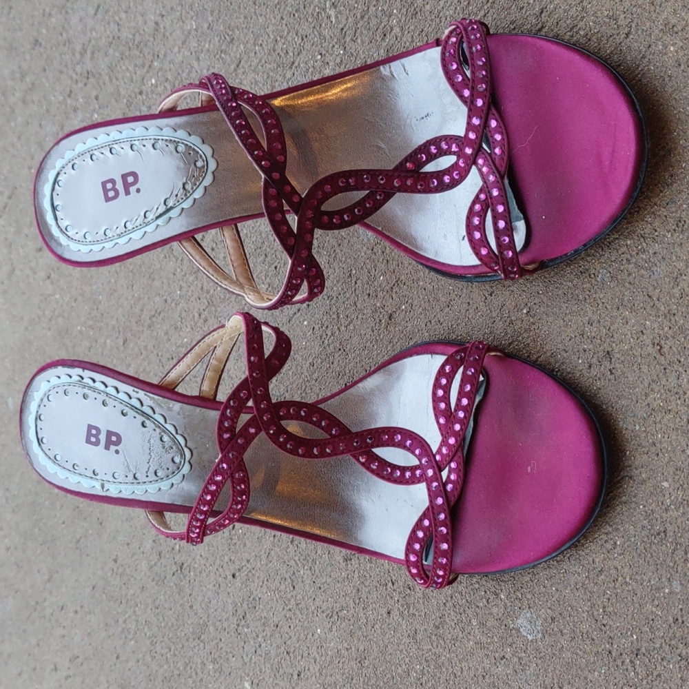 Raspberry, Fushia hot pink bling open toe heeled sandals, BP